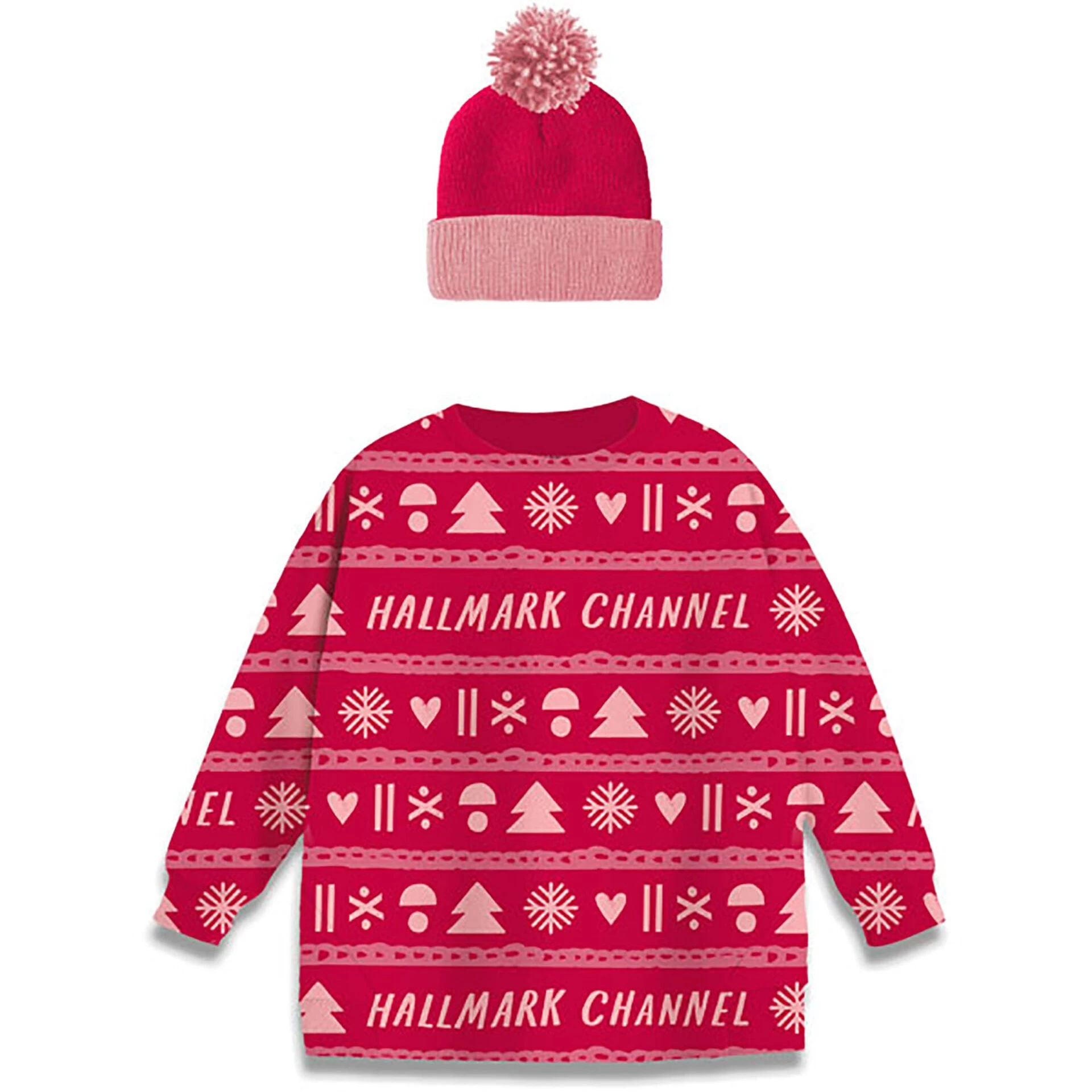 Hallmark Channel Knit Pattern Wine Sleeve And Hat, Set Of 2 1 Hallmark Channel Knit Pattern Wine Sleeve And Hat, Set Of 2