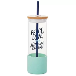 Hallmark Hallmark Channel Peace & Love Glass Water Bottle With Straw 22 Oz.