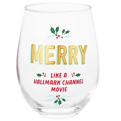 Merry Like Hallmark Channel Stemless Wine Glass, 17 Oz.